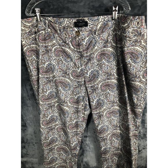 Talbots The Perfect Crop Women's Beige Multi Paisley Cotton Stretch Pants SZ-22 - Picture 3 of 16